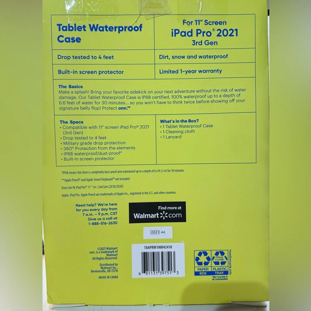 Protect onn Waterproof Tablet Case for iPad Pro 2021 3rd Gen 11'' Screen